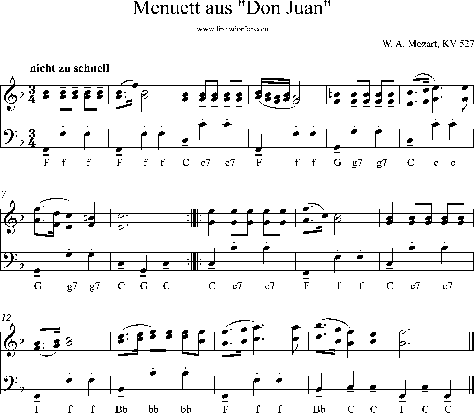 Akkordeonnoten, Don Giovanni, Menuett KV. 527